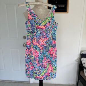 Lilly Pulitzer Pink and Blue Sleeveless V-Neck Sundress